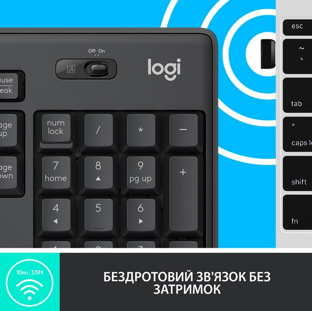 IT набір Logitech MK295 Silent Wireless Combo, US, Graphite (920-009800) (6836269) - изображение 7