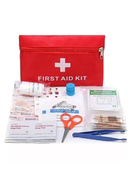 Аптечка первой помощи сумка органайзер для медикаментов с наполнением портативная 20х13,5х0,5 см (474478-Prob) Красная - изображение 1