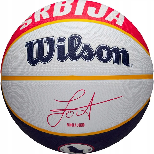 Мяч баскетбольный Wilson NBA Player Local Nikola Jokic р. 7 (WZ4006701XB7) Blue/Yellow - Фото 2 Мяч баскетбольный Wilson NBA Player Local Nikola Jokic р. 7 (WZ4006701XB7) Blue/Yellow - изображение 2