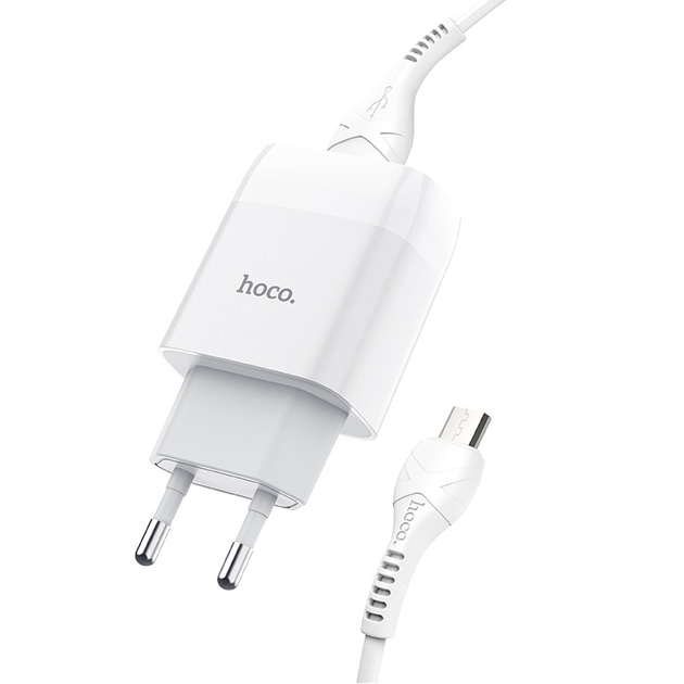 Мережевий зарядний пристрій Hoco C72A + кабель Micro USB Glorious Single Port Charger 1USB 2.1A White - Фото 2 Мережевий зарядний пристрій Hoco C72A + кабель Micro USB Glorious Single Port Charger 1USB 2.1A White - зображення 2