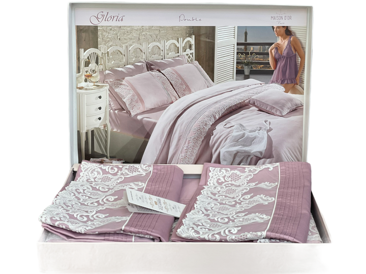 Комплект постельного белья Maison D'or Gloria Dark Lilac сатин 220-200 см сиреневый - Фото 3 Комплект постельного белья Maison D'or Gloria Dark Lilac сатин 220-200 см сиреневый - изображение 3