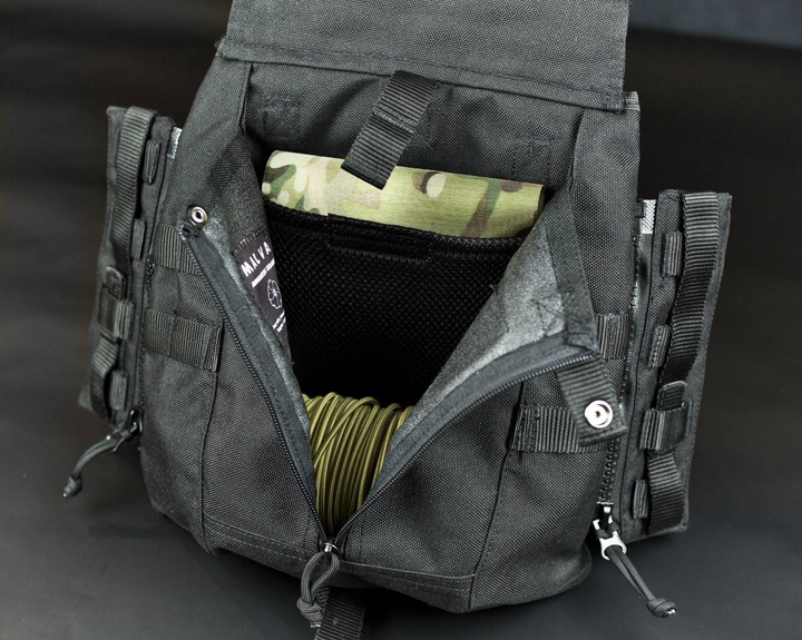 Рюкзак на плитоноску с отделением под гидратор, тактическая панель на молли Black Original, INVISTA CORDURA черная 653124443 - изображение 2