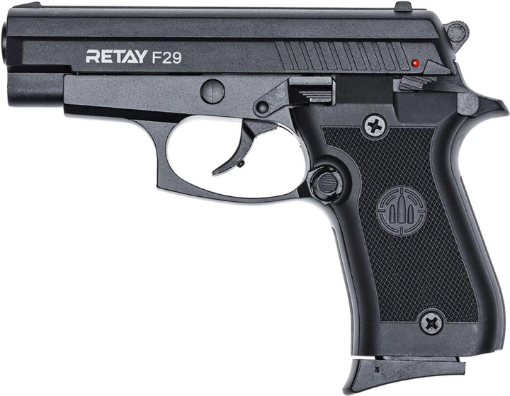 Пистолет стартовый Retay F29 9 мм Черный + Холостые патроны STS пистолетные 9 мм 50 шт (98796052_19547199) - изображение 2