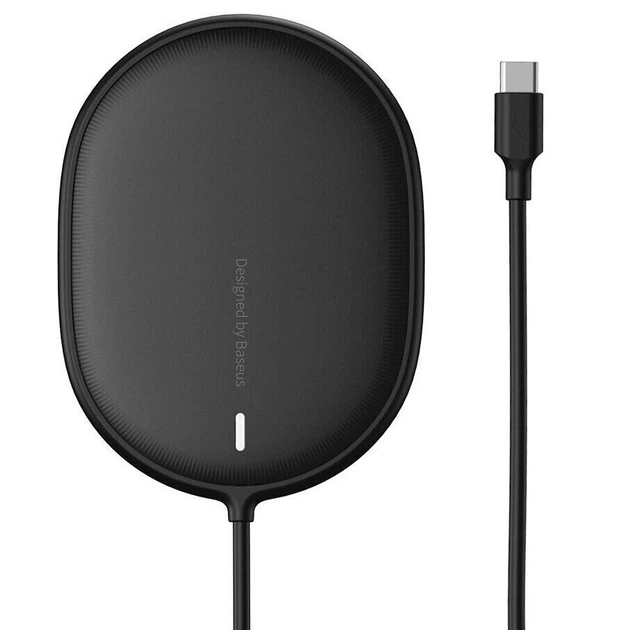 Бездротова зарядка Baseus Light Magnetic Wireless Charger (WXQJ-01) Black - зображення 4