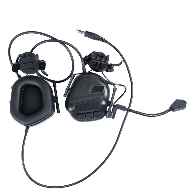 Тактичні активні навушники V5 , кріплення на шолом фаст, вихід на рацію, шумодавлюючі Чорні - изображение 2