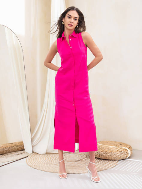 Акція на Сукня-сорочка міді літня жіноча Dressa 59032 46 Рожева від Rozetka