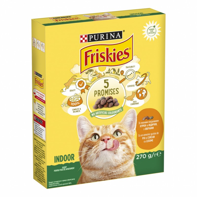 Сухой корм для кошек Purina Friskies Indoor с курицей и овощами 270 г ...