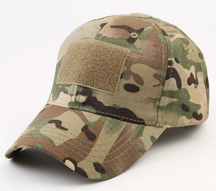 Тактическая военная бейсболка BexShop кепка с липучкой под шеврон камуфляжная бейсболка Мультикам - изображение 1