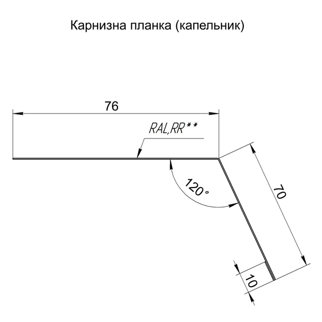 Карнизная планка (капельник) для битумной черепицы, металлочерепицы и ...