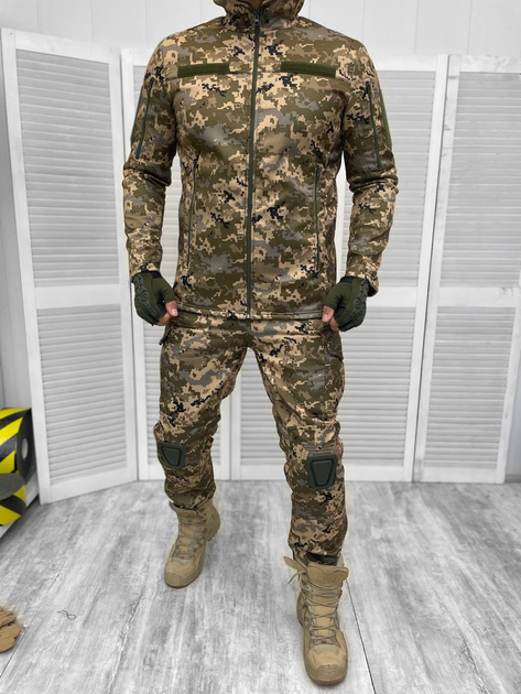 Тактичний костюм софтшел начіс зима Піксель L - зображення 1