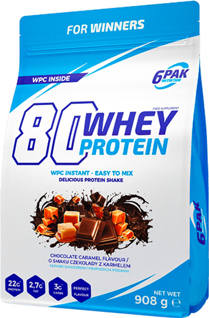Białko 6PAK 80 Whey Protein 908 g Chocolate Caramel (5902811811354) - obraz 1