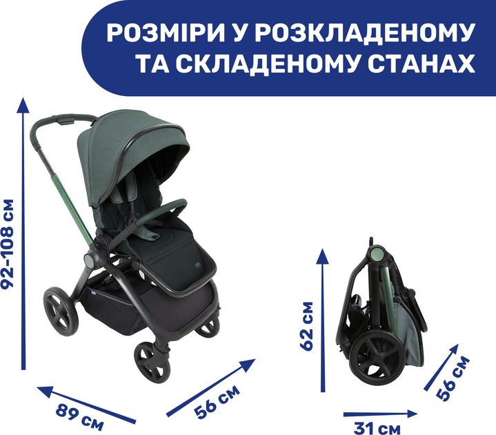 Коляска 2 в 1 Chicco Mysa Зеленая (87026.30.01) - изображение 9
