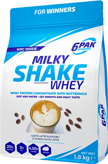 Odżywka białkowa 6PAK Milky Shake Whey 1800g Caffe Latte (5902811802246) - obraz 1