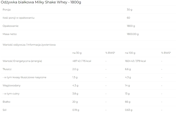 Odżywka białkowa 6PAK Milky Shake Whey 1800g Caffe Latte (5902811802246) - obraz 2