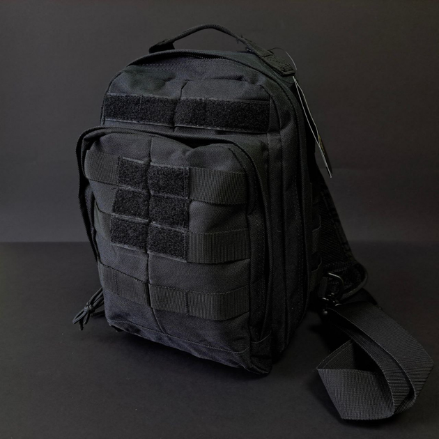 Прочная тактическая сумка через плечо военная однолямочная из ткани SILVER KNIGHT Черная (115) - изображение 1