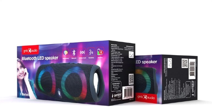 Głośnik przenośny Gembird 10 W Czarny (SPK-BT-LED-02) - obraz 5