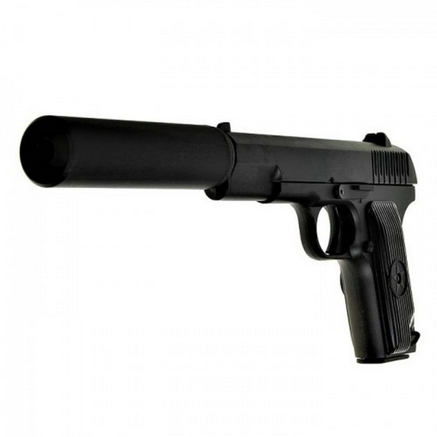 Игрушечный пистолет на пульках " Пистолет TT" Galaxy G33A ТТ металл c глушителем черный - изображение 1