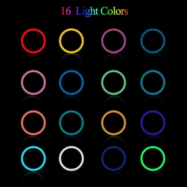 Кільцева Led лампа для блогера селфі фотографа візажиста зі стійкою тримачем для телефону 16 W (474493-Prob) Чорна - зображення 4