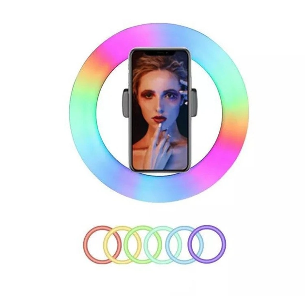 Кільцева Led лампа для блогера селфі фотографа візажиста зі стійкою тримачем для телефону 16 W (474493-Prob) Чорна - зображення 6