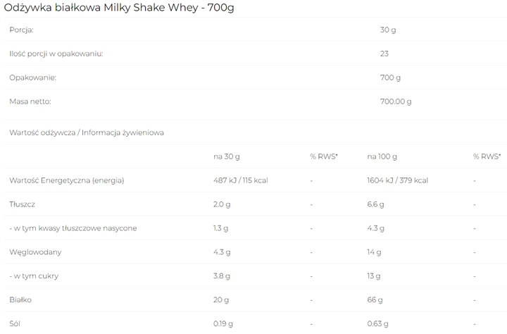 Odżywka białkowa 6PAK Milky Shake Whey 700 g Vanilla (5902811802628) - obraz 2