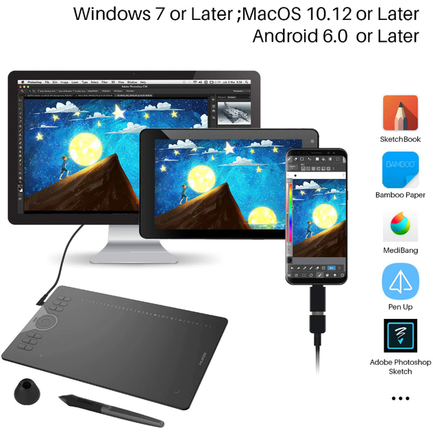 Графический планшет Huion HS610 для рисования - Фото 7 Графический планшет Huion HS610 для рисования - изображение 7