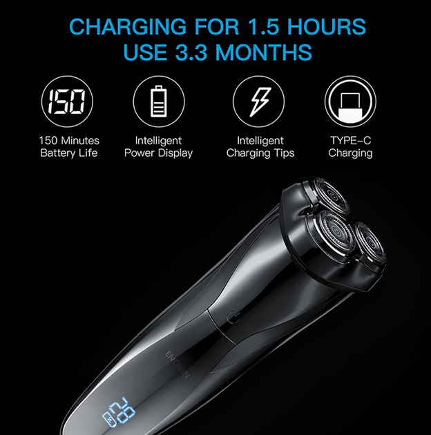 Электробритва Enchen BlackStone 3 Pro IPX7 Electric Shaver Black - Фото 4 Электробритва Enchen BlackStone 3 Pro IPX7 Electric Shaver Black - изображение 4