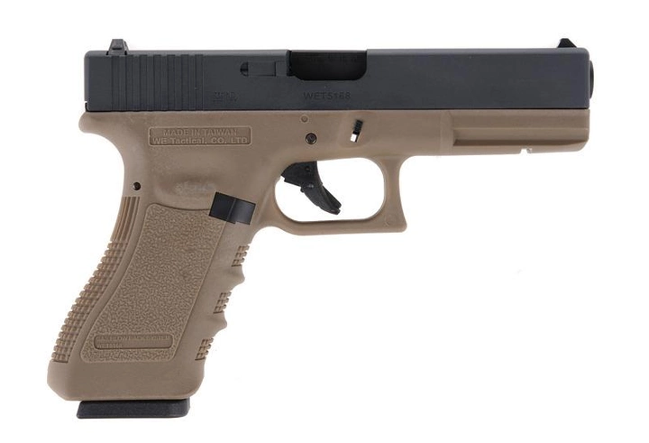 Страйкбольний пістолет WE Glock 17 Gen.3 Metal Tan GBB (Страйкбол 6мм) - зображення 2