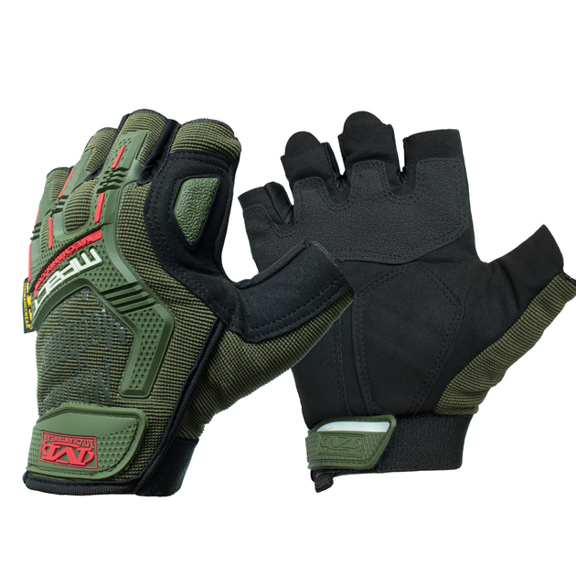 Рукавиці тактичні безпалі Mechanix M-Pact Glove Olive/Red L - зображення 1