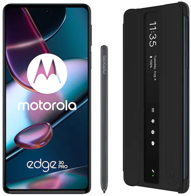 Smartfon Motorola Edge 30 Pro 12/256GB Cosmos Blue + Folio Black + Pen (PASS0043RO) - obraz 1