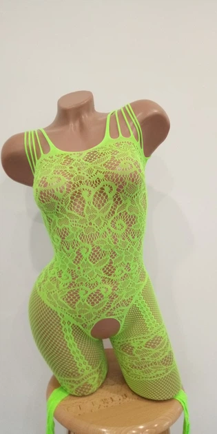 Сексуальний комбінезон боді-сітка бодістокінг Sexy OneSize салатовий (5-67) - Фото 4 Сексуальний комбінезон боді-сітка бодістокінг Sexy OneSize салатовий (5-67) - зображення 4