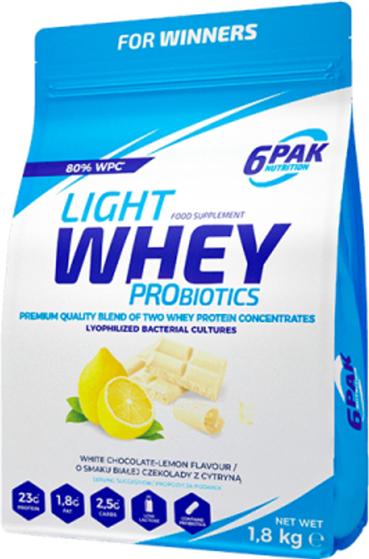 6PAK Light Whey Probiotics 1800 g White Chocolate Lemon (5902811807555) - obraz 1