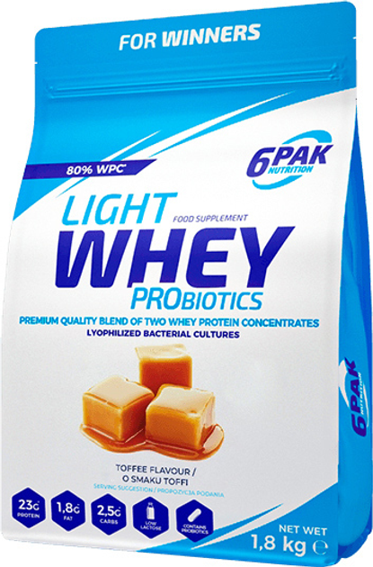 6PAK Light Whey Probiotics 1800 g Toffee (5902811801966) - obraz 1