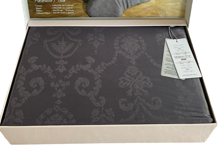 Комплект постельного белья Maison D'or Rose Mirabella Anthracite сатин 220-160*2 см темно серый - изображение 2