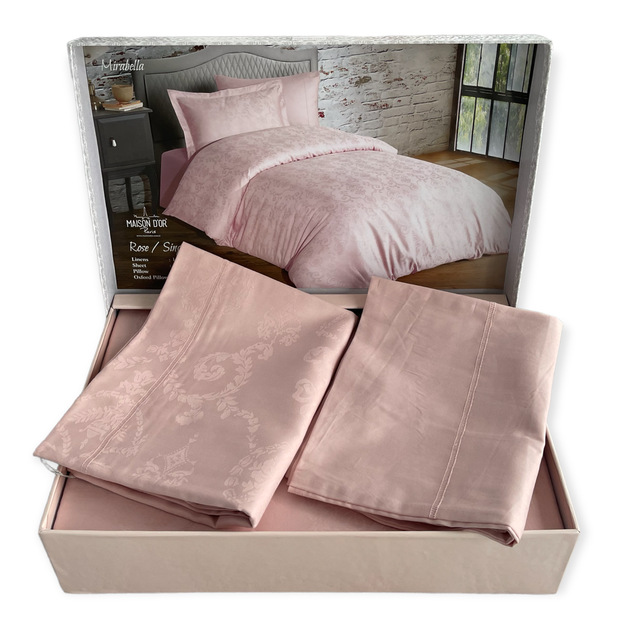 Комплект постільної білизни Maison D'or Mirabella Rose сатин 220-160*2 см пудровий - зображення 2
