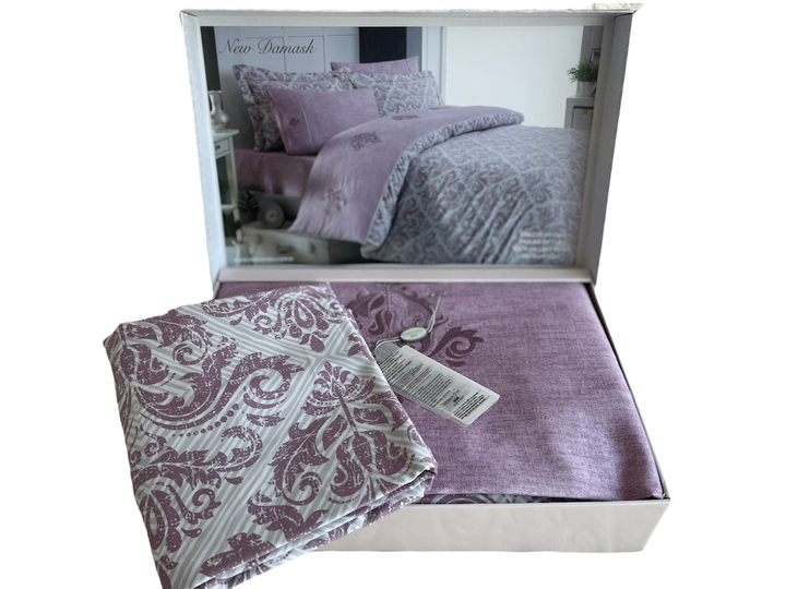 Комплект постельного белья Maison D'or New Damask Dark Rose сатин 220-200 см фиолетовое - изображение 2