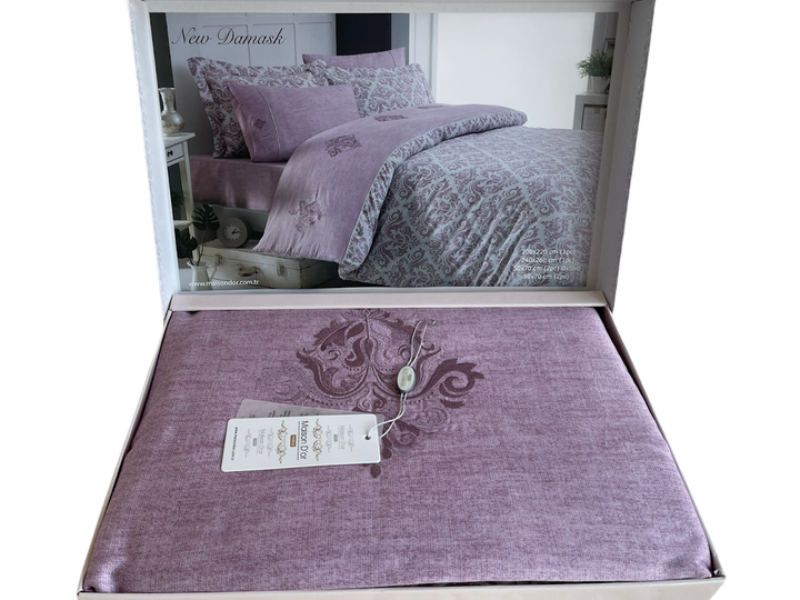 Комплект постельного белья Maison D'or New Damask Dark Rose сатин 220-200 см фиолетовое - изображение 3