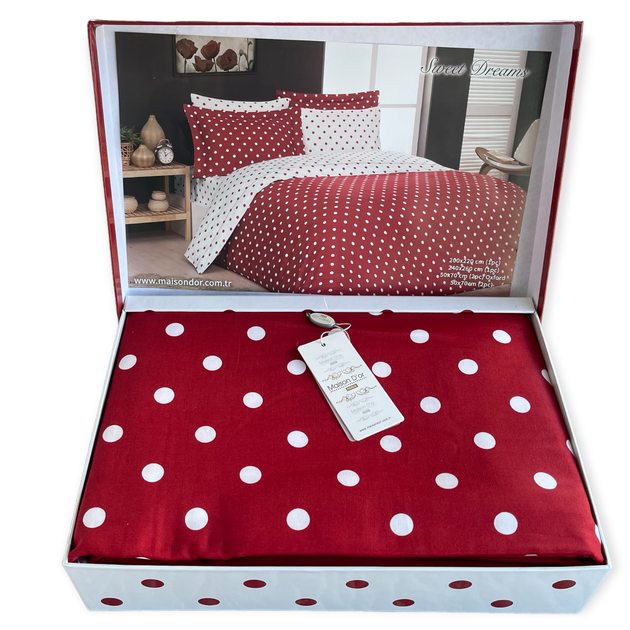 Комплект постільної білизни Maison D'or Sweet Dreams Red сатин 220-200 см червоний - Фото 2 Комплект постільної білизни Maison D'or Sweet Dreams Red сатин 220-200 см червоний - зображення 2