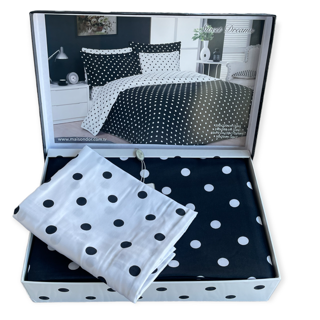 Комплект постільної білизни Maison D'or Sweet Dreams Dk.Grey сатин 220-200 см чорний - зображення 4
