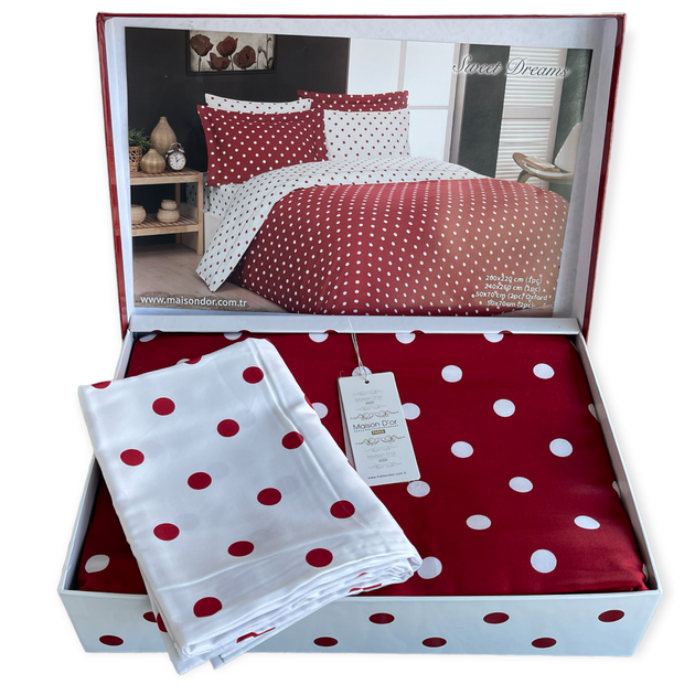Комплект постільної білизни Maison D'or Sweet Dreams Red сатин 220-200 см червоний - Фото 3 Комплект постільної білизни Maison D'or Sweet Dreams Red сатин 220-200 см червоний - зображення 3