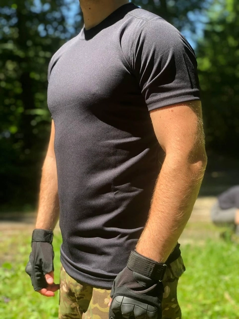 Тактическая футболка черная кулмакс (coolmax) 58 (XXXXL) - изображение 1