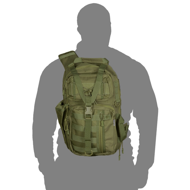 Тактичний однолямковий рюкзакз Camotec прихованим відділенням для зброї TCB Olive - зображення 2