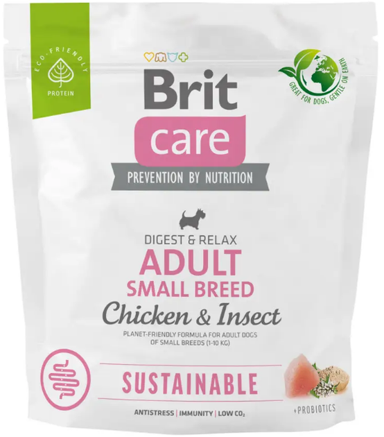 Корм для собак малых пород с насекомыми и курицей Brit Care Dog Sustainable Adult Small Breed 1 кг - Фото 1 Корм для собак малых пород с насекомыми и курицей Brit Care Dog Sustainable Adult Small Breed 1 кг - изображение 1