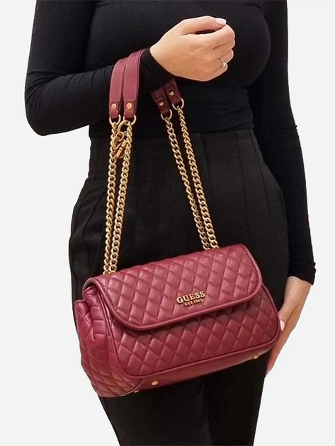 Сумка кросс-боди женская GUESS MAILA CONVERTIBLE XBODY FLAP HWQB8661210-MER Бордовая (800070266642) - изображение 8