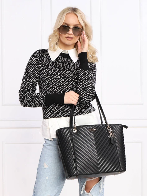 Сумка-шоппер жіноча GUESS NOELLE ELITE TOTE HWQG7879230-BLA Чорна (800070292871) - Фото 8 Сумка-шоппер жіноча GUESS NOELLE ELITE TOTE HWQG7879230-BLA Чорна (800070292871) - зображення 8