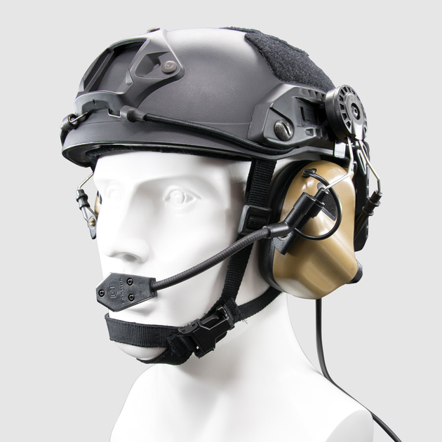 Активні навушники для стрільби з мікрофоном на шолом Opsmen Earmor M32H Койот Brown (150280) - зображення 1