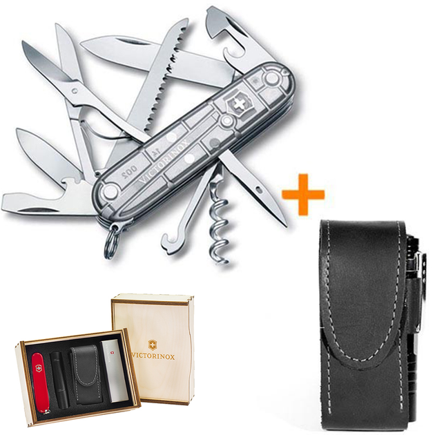 Комплект Нож Victorinox Huntsman 1.3713.T7 + Чехол с фонариком Police - изображение 1