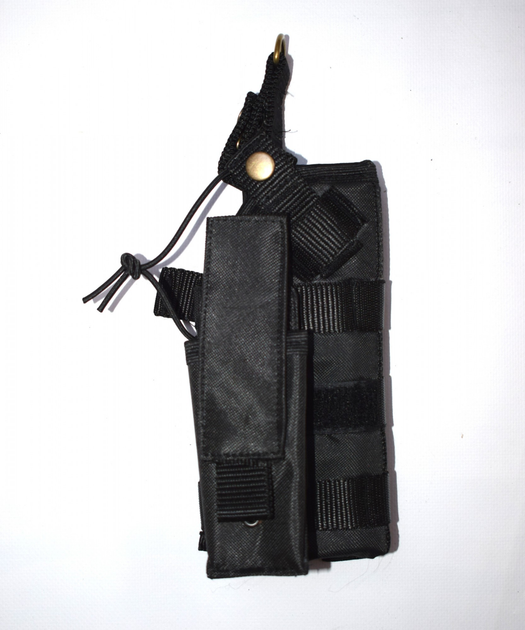 Кобура для пістолета універсальна тактична з підсумком для магазину, з системою Molle, Чорна - зображення 1