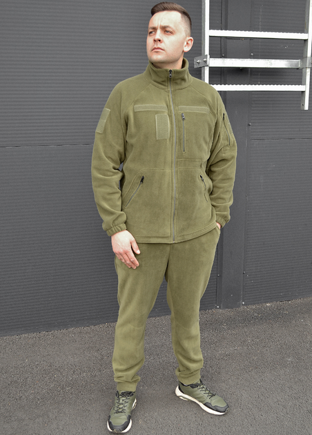 Флісовий костюм з липучками тактичний Хакі 44 (id291r44) - зображення 1
