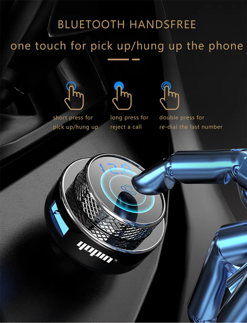 Автомобильный FM ФМ модулятор, Bluetooth трансмиттер, вольтметр, USB зарядка QC 3.0, Terra GC16 - изображение 4