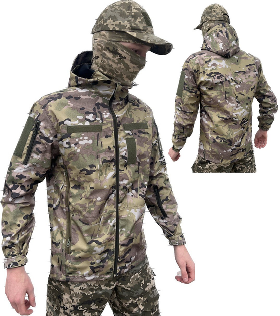 Куртка тактическая мультикам летняя softshell, Куртка multicam водонепроницаемая , Ветровка мультикам 46р. - изображение 1